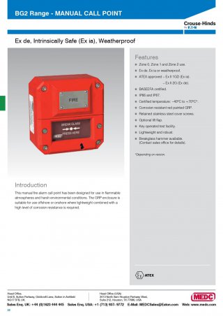 MEDC BG2 Manual Call Point Range