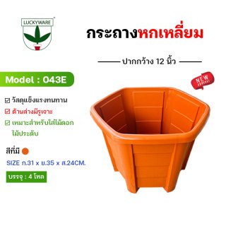 043E กระถางต้นไม้ทรงหกเหลี่ยม 12 นิ้ว