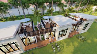 รับออกแบบรีสอร์ทชั้นเดียวมีดาดฟ้า สไตล์โมเดิร์น