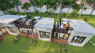 รับออกแบบรีสอร์ทชั้นเดียวมีดาดฟ้า สไตล์โมเดิร์น