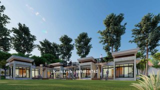 รับออกแบบรีสอร์ทชั้นเดียวมีดาดฟ้า สไตล์โมเดิร์น