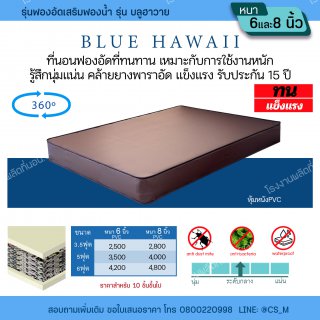 ที่นอนฟองอัดเสริมฟองน้ำ รุ่น บลูฮาวาย, โรงงานผลิตที่นอน