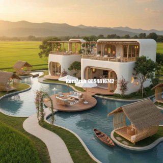 รับออกแบบรีสอร์ทกลางทุ่งนา