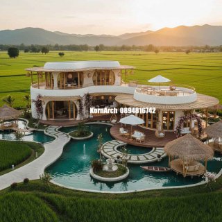 รับออกแบบรีสอร์ทกลางทุ่งนา