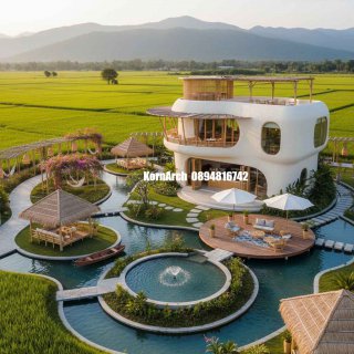 รับออกแบบรีสอร์ทกลางทุ่งนา