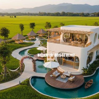 รับออกแบบรีสอร์ทกลางทุ่งนา