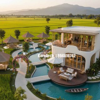 รับออกแบบรีสอร์ทกลางทุ่งนา