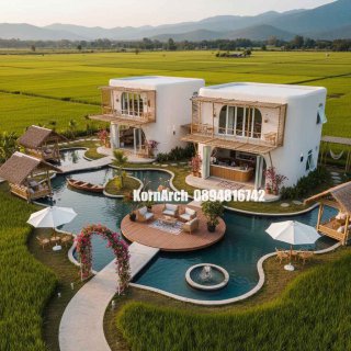 รับออกแบบรีสอร์ทกลางทุ่งนา