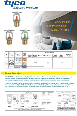 สปริงเกอร์แบบอัพไรท์สีส้ม TY-B 155F