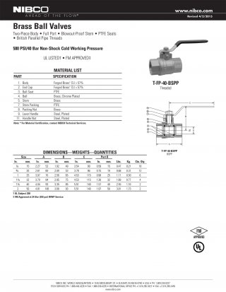 Brass Ball Valve T-FP-40-BSPP