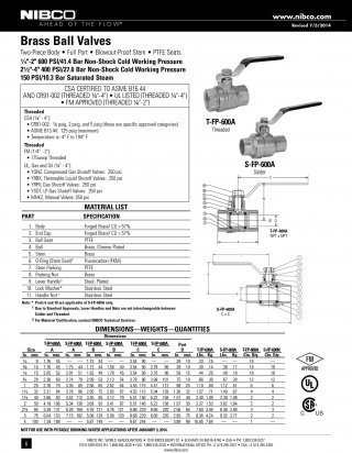 Brass Ball Valves T-FP-600A