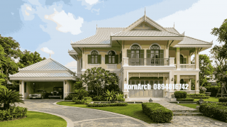 รับออกแบบเขียนแบบบ้านสไตล์ไทยโคโลเนียล