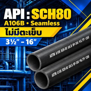 ท่อเหล็ก API SCH 80 3นิ้ว 1/2 - 16นิ้ว ไม่มีตะเข็บ
